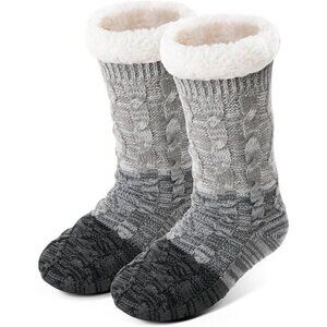 Analisa Women's Fuzzy Slipper Socks Non Slip Thick Warm Cozy Grips Size 6-9